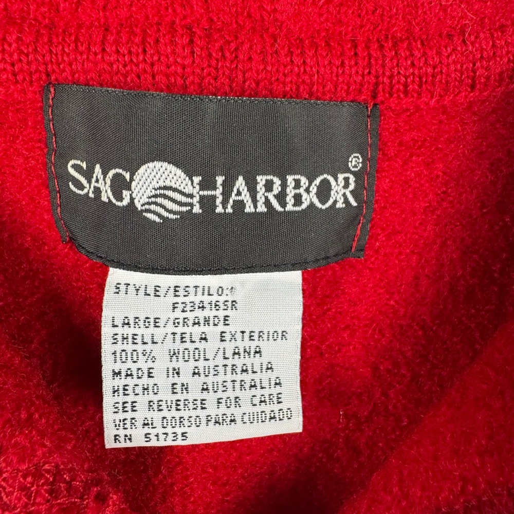 Sag Harbor Vibrant Red wool Cardigan Sweater/jacket size large - Picture 2 of 6